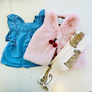 Zara vest & shirt & mini rodini leggings bundle